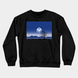 Dead Tree Halloween D20 Dice Moon RPG Night Roleplaying Landscapes Crewneck Sweatshirt